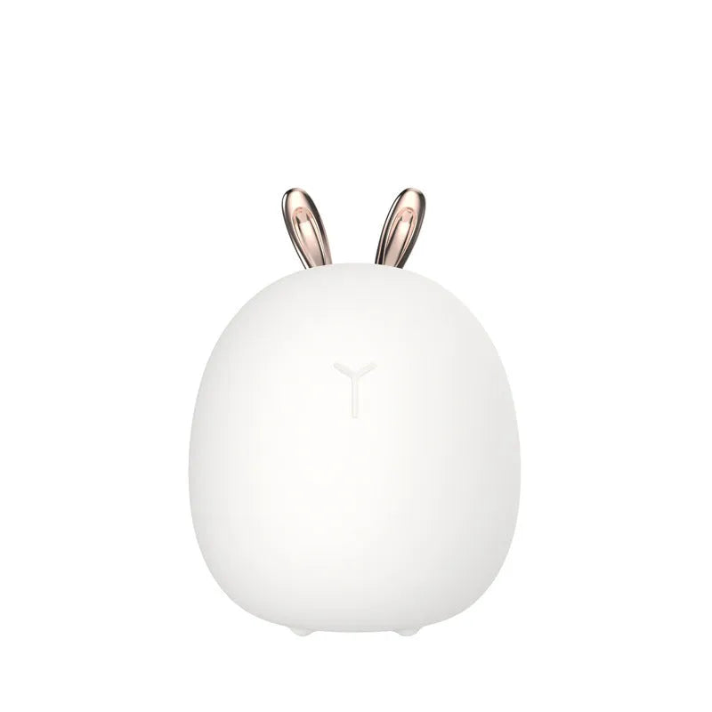 Cute pet silicone touch LED night light in rabbit design, USB rechargeable, 143mm height