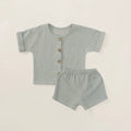 Five-point short sleeve set summer pure cotton fabric beige apricot colour for baby boys girls