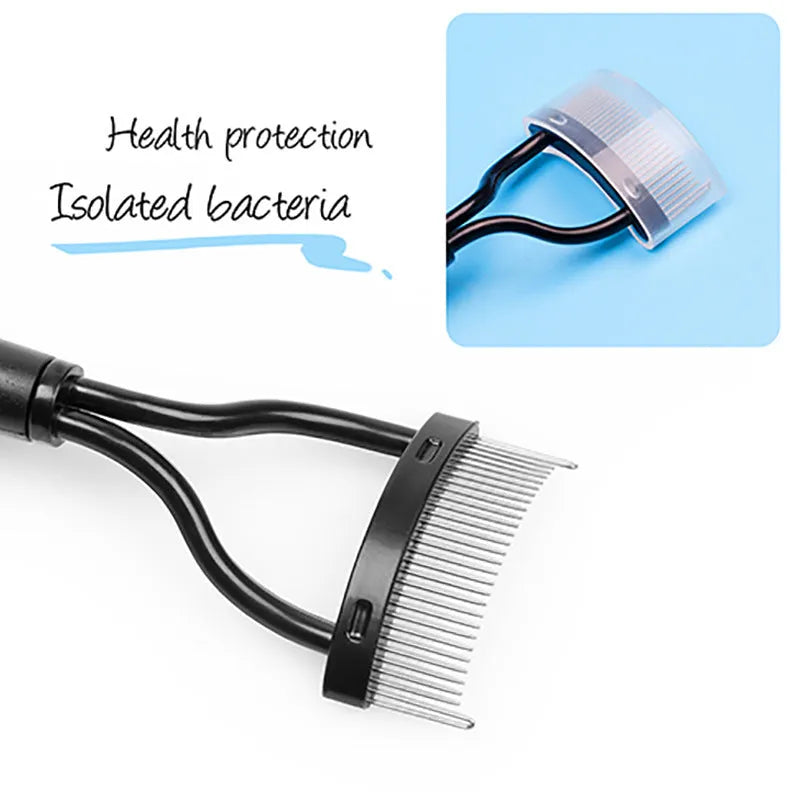 Collapsible steel needle eyelash comb for lash separation and eyebrow grooming, 3x14cm
