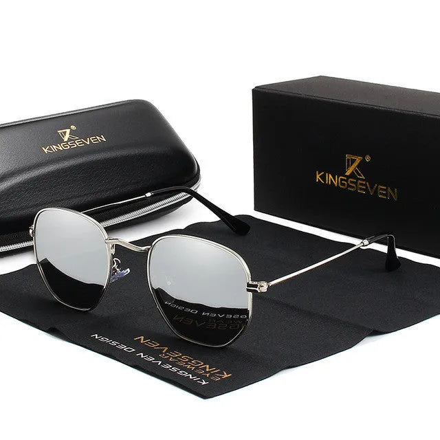 Men's classic round sunglasses in retro design available in six colour options including black, blue and silver