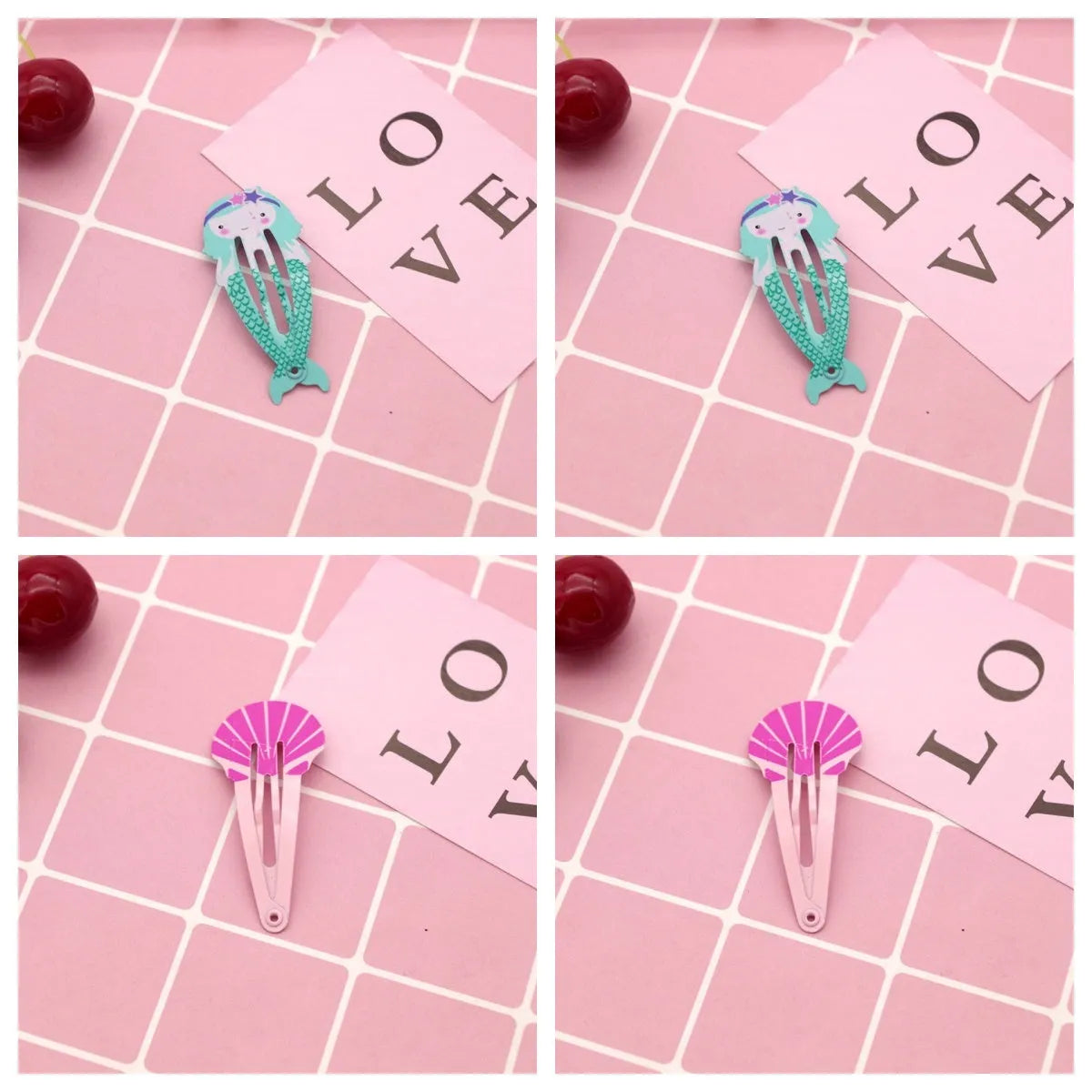 Children's metal barrette with baking varnish finish, colour-printed watermelon design