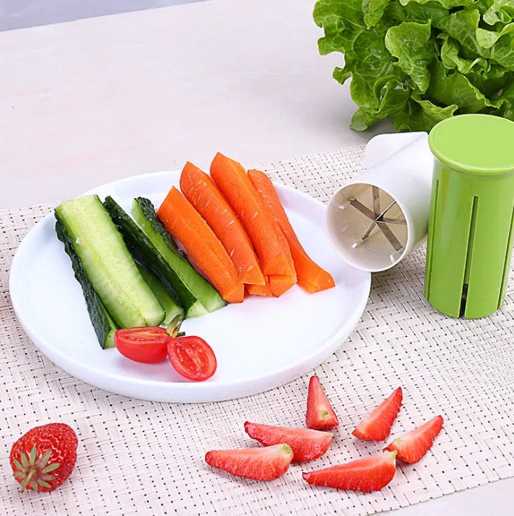 White cucumber slicer tool with 6 stainless steel blades and ABS body, 104x107mm