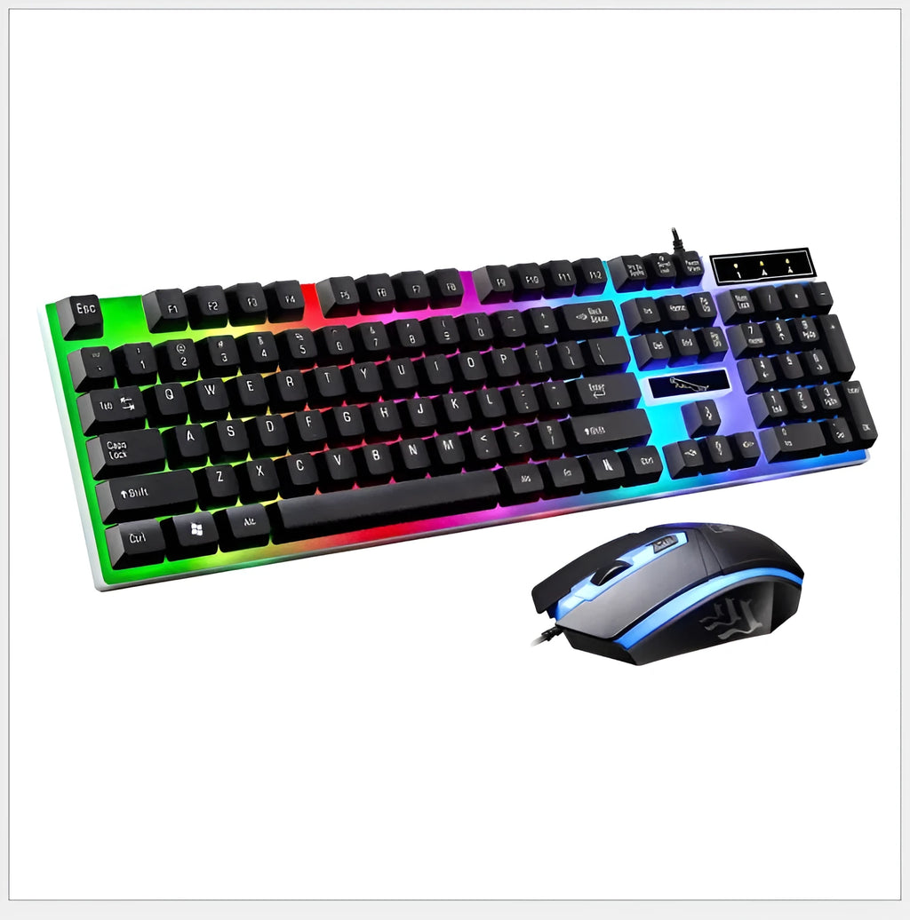 G21 wired USB mouse and PS/2 keyboard set in black with cable and ergonomic design