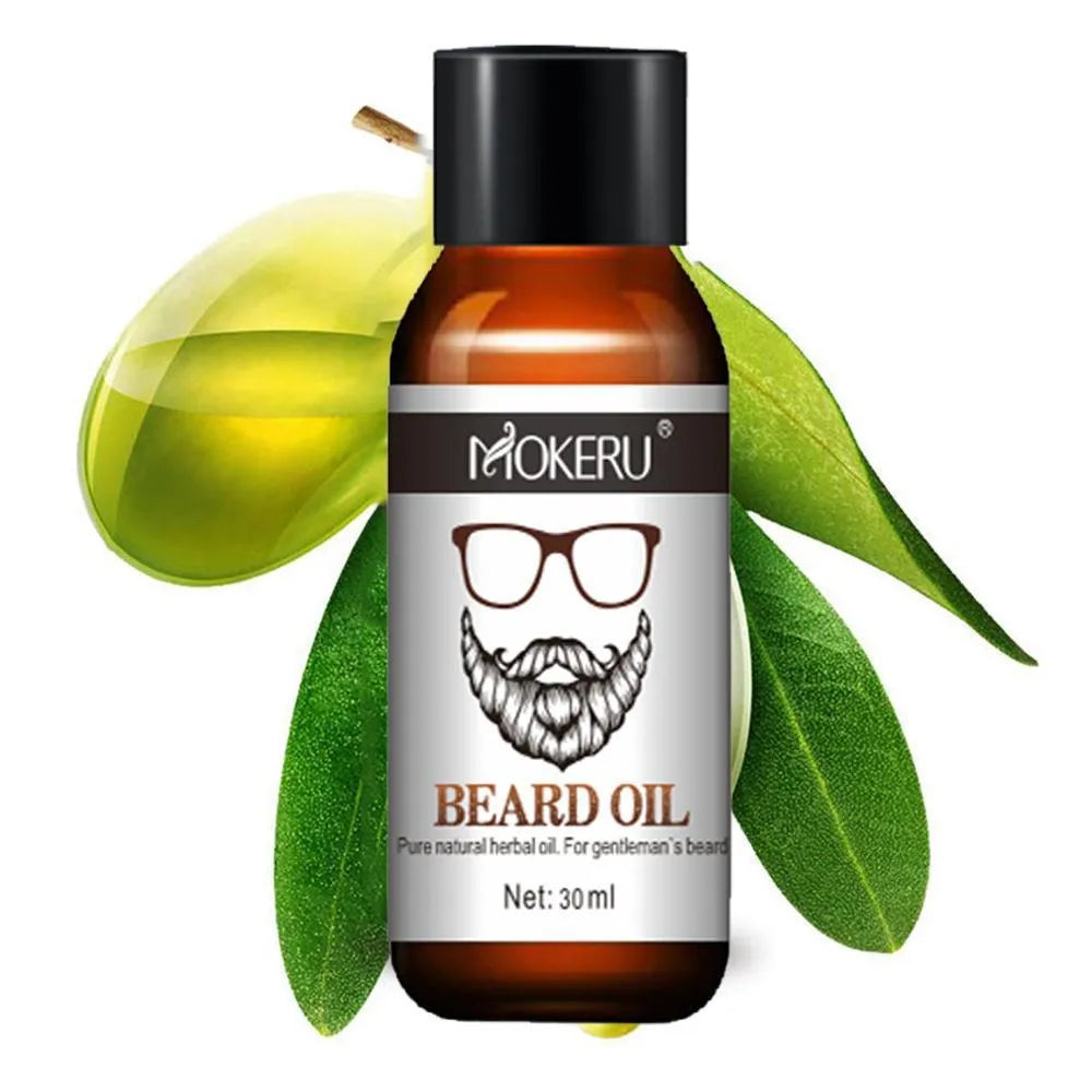 Mokeru organic beard growth oil 30ml bottle with argan and jojoba for dandruff and soft beard