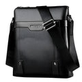 Men's soft PU leather messenger bag in solid colour with zipper closure and interior pockets – black or brown