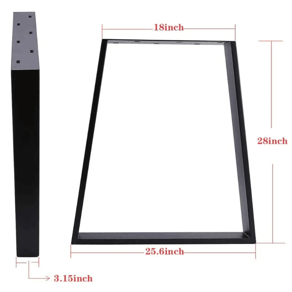 Pair of matte black wrought iron table legs 40cm or 70cm height with screws and foot pads