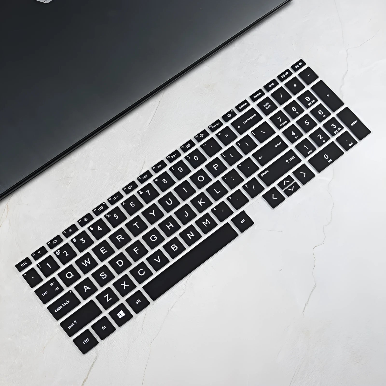 Silicone laptop protective cover for HP 15 fingerprint edition, translucent mint colour on laptop lid