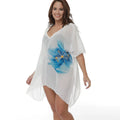 White plus size beach cover-up blouse loose fit chemical fibre blend fabric