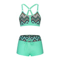 Women's floral print split bikini swimsuit set in polyester fabric