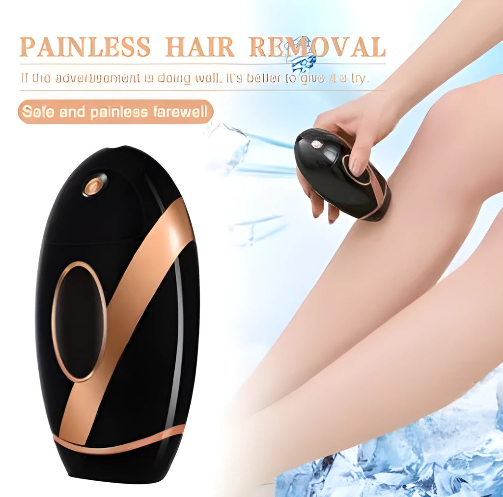 Black beauty laser hair removal machine with IPL technology, ABS body, 14 cm length, for home use on legs and face