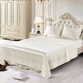 Imitation silk bedding set in four pieces with brushed polyester finish, available in multiple colours and sizes