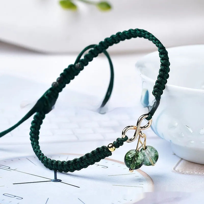 Natural Strawberry Quartz cherry bracelet for women with fruit-shaped crystal beads on adjustable band