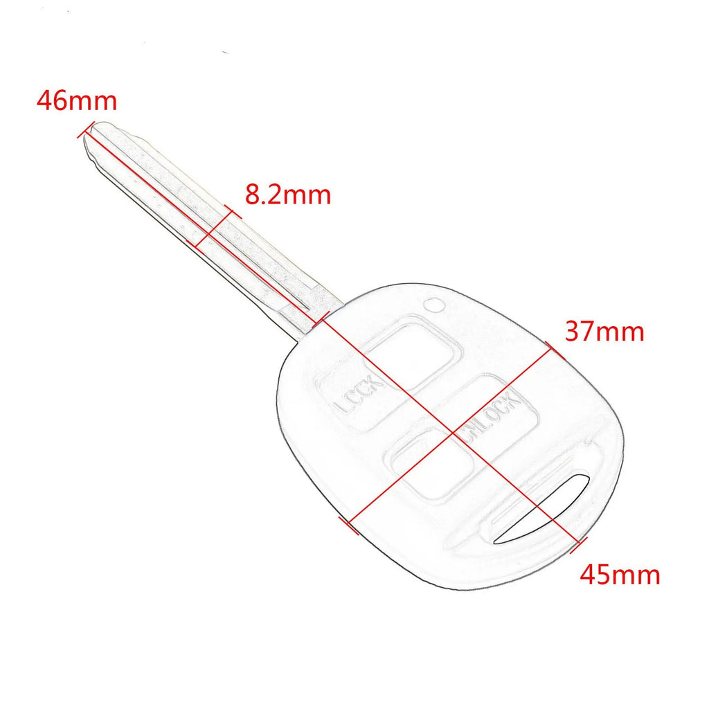 3 button straight key shell replacement in black with uncut metal blade