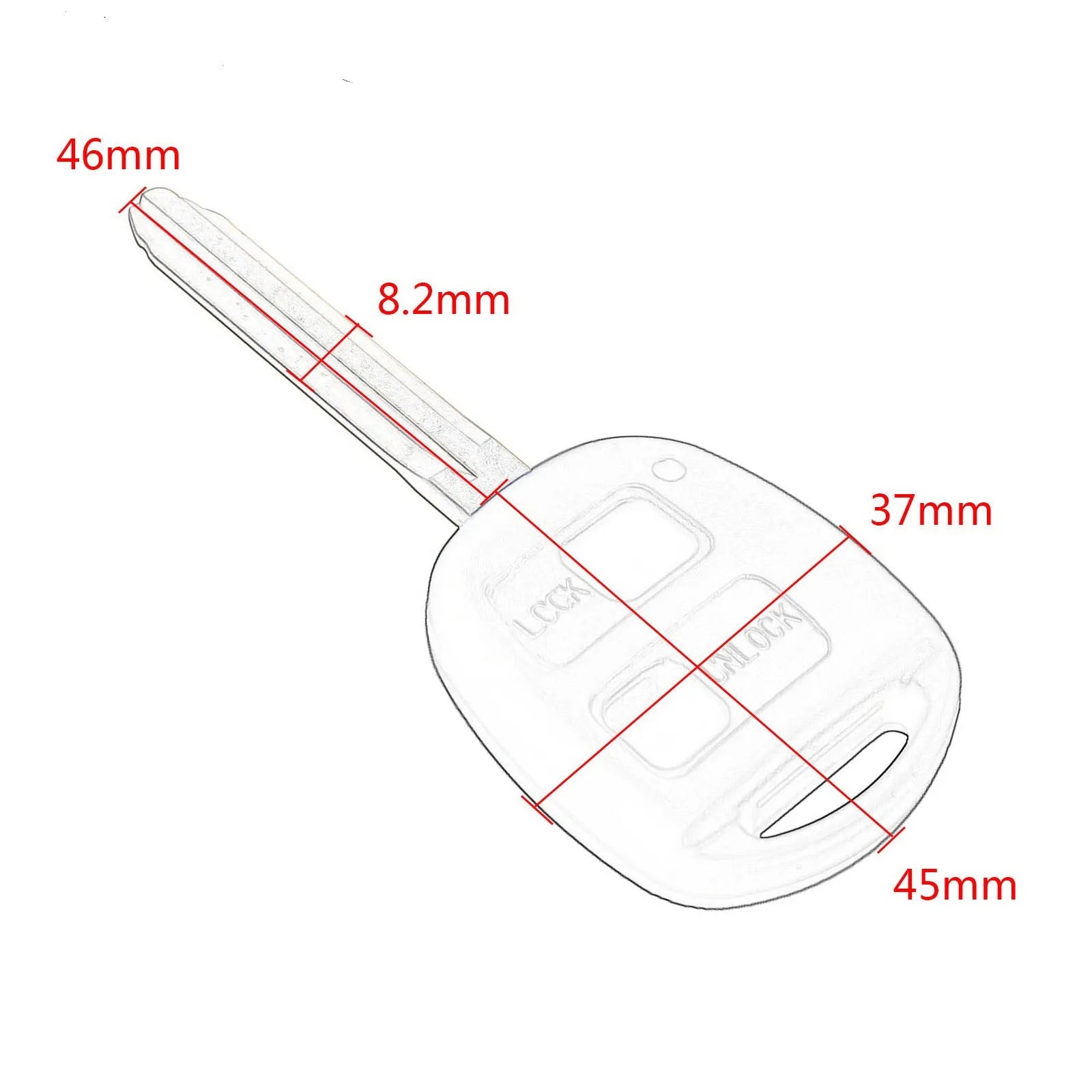 3 button straight key shell replacement in black with uncut metal blade