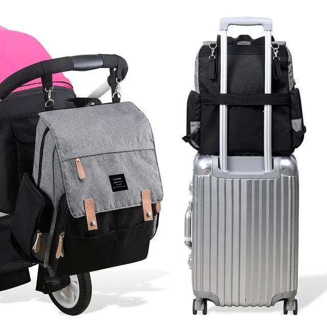 LAND large capacity oxford cloth nappy backpack with changing mat in grey colour