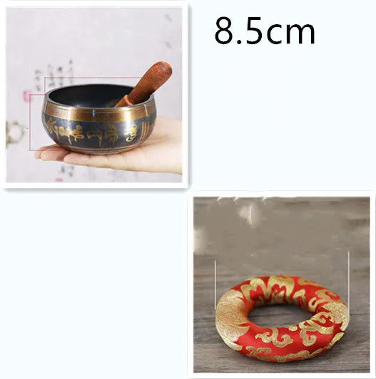 Tibet singing bowl ring copper seven metals meditation feng shui ornament black gold sizes 8.5cm to 18cm