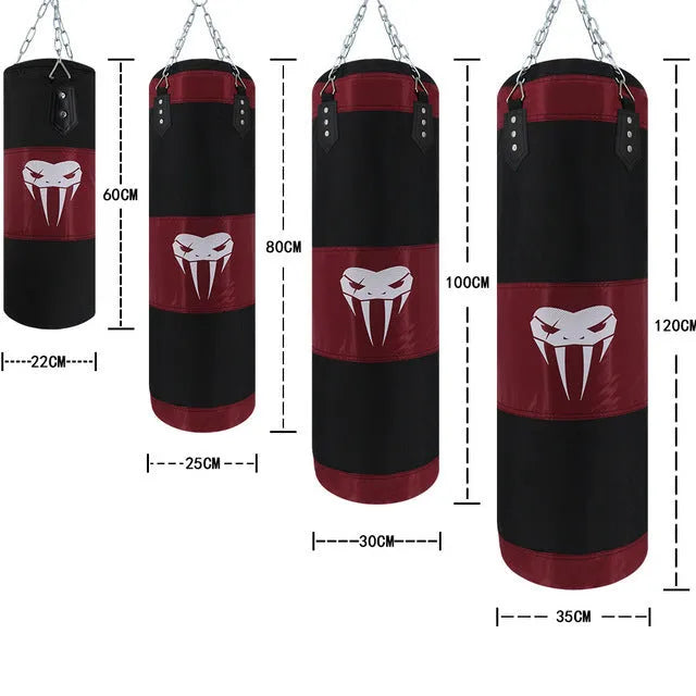 Self-filled canvas hanging boxing punch bag for taekwondo sanda training available in black, green, red multiple sizes