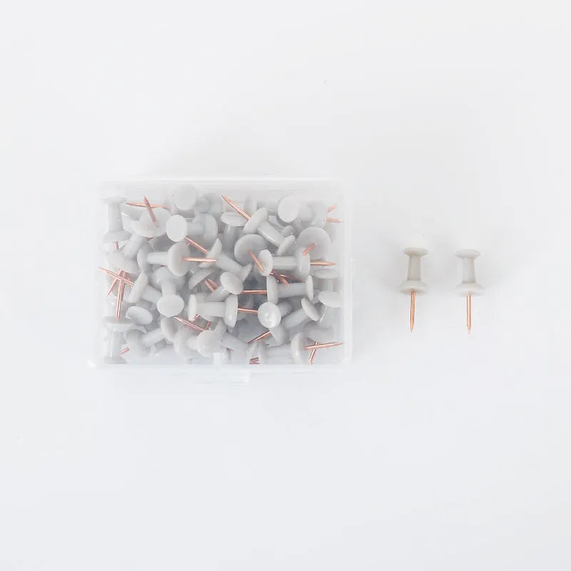 50 Morandi colour push pins with button and star shaped heads for bulletin boards