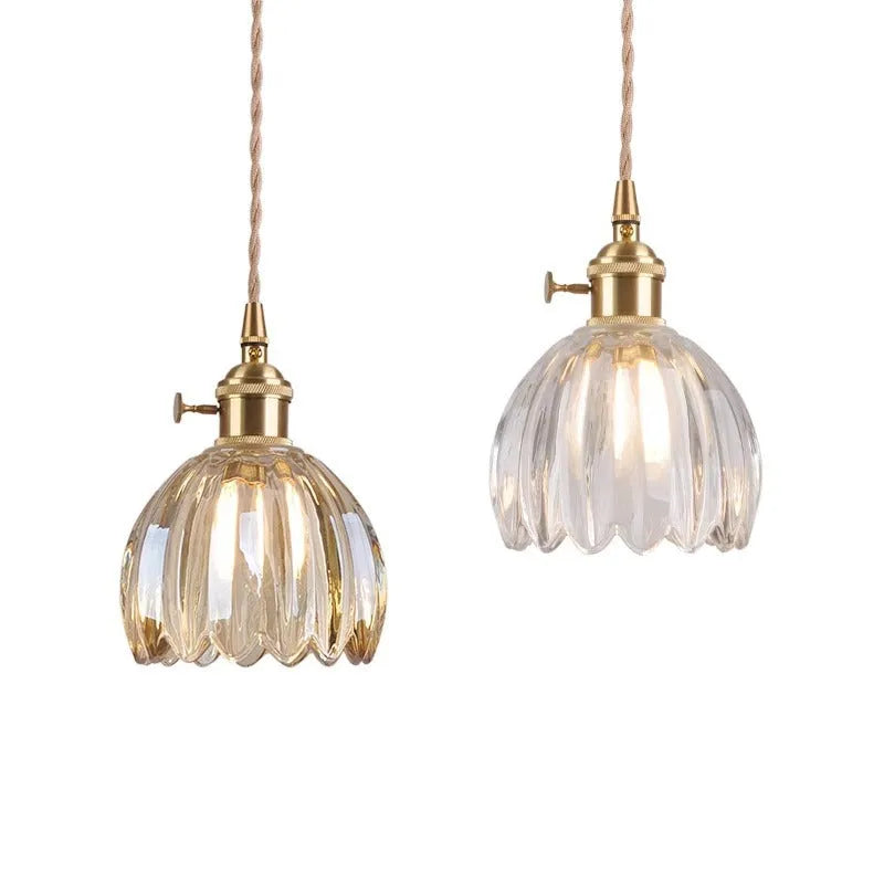 Nordic vintage style glass flower chandelier ceiling light with coloured shades