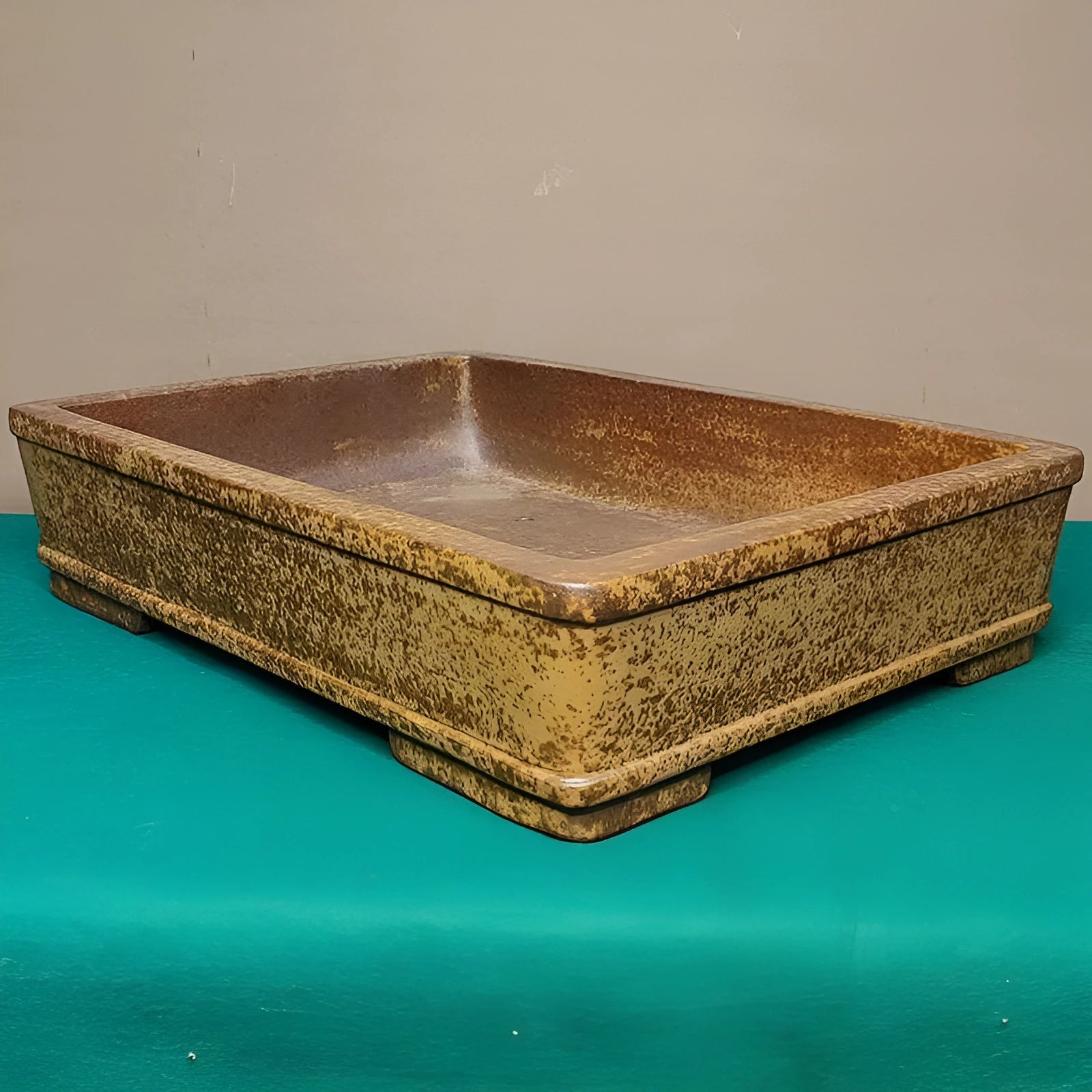 Straight shallow rectangular Yixing purple sand clay flowerpot for corridor plants