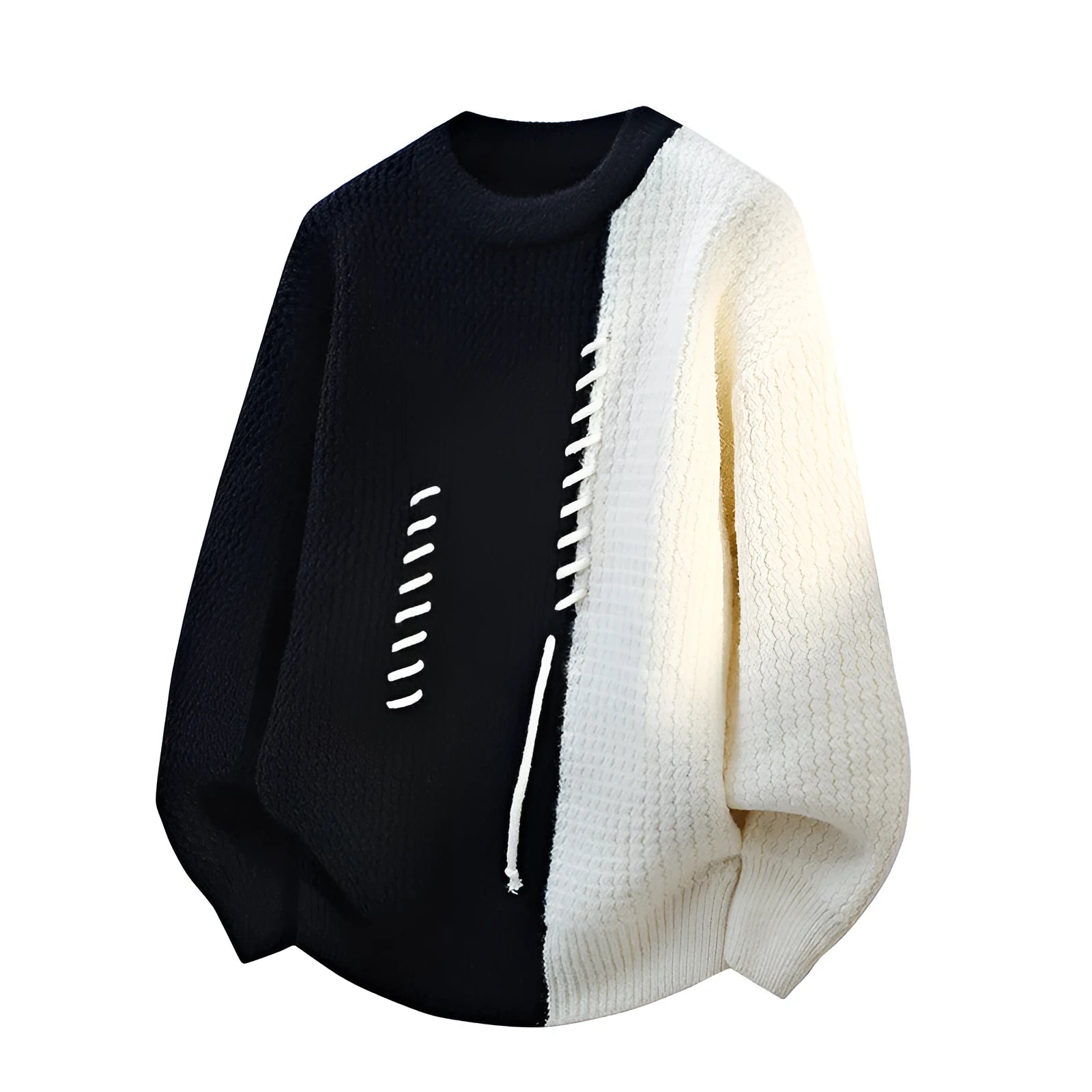 Men's fashion round neck sweater pullover in black, coffee, gray, and red colors, loose fit, thickened thermal polyester fibre, sizes M to 4XL
