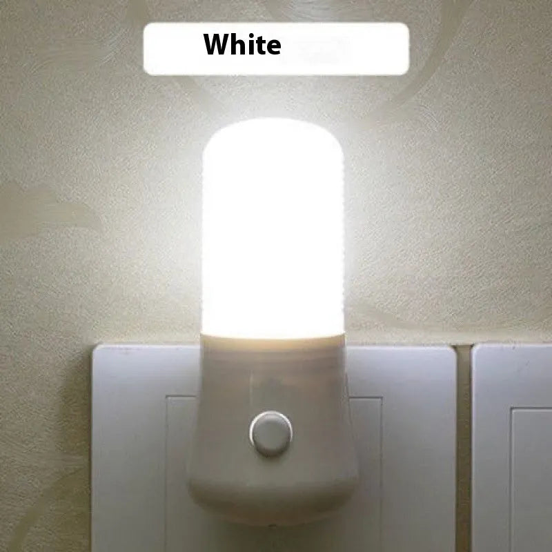 Minimalist white cube bedside night light with US plug and dual-colour switch