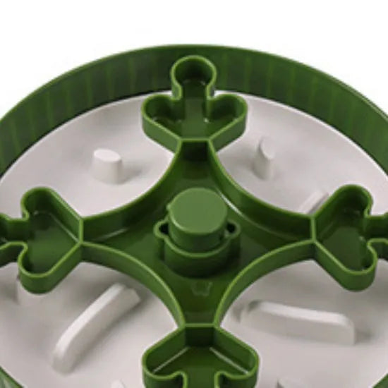 Pet feeding bowl with rotating game board and anti-choke silicone pad in multiple colour options