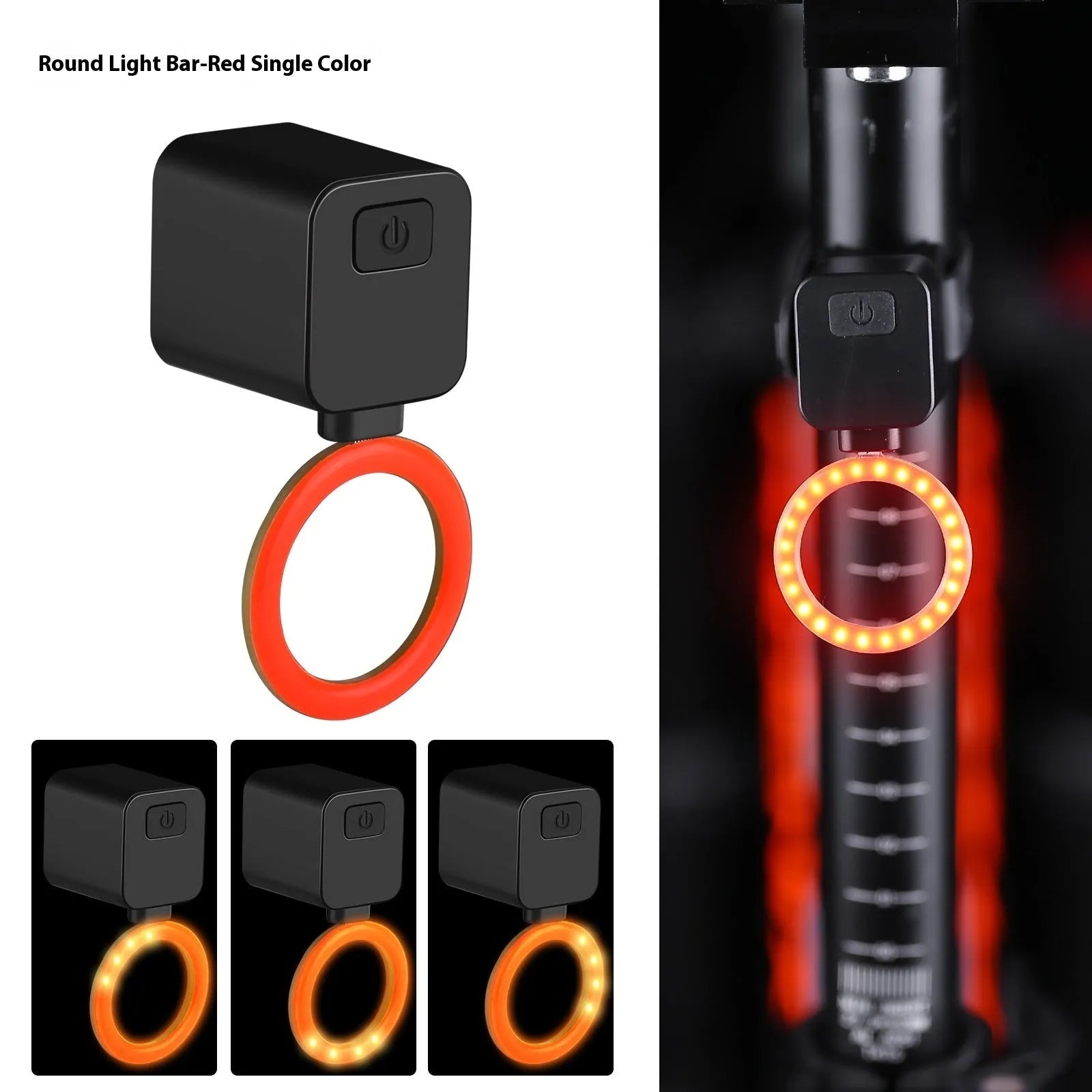 Bicycle taillight with running water illumination effect mounted on seat tube