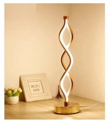 Wave type LED desk lamp in gold with three-color temperature and stepless dimming, plug-in design