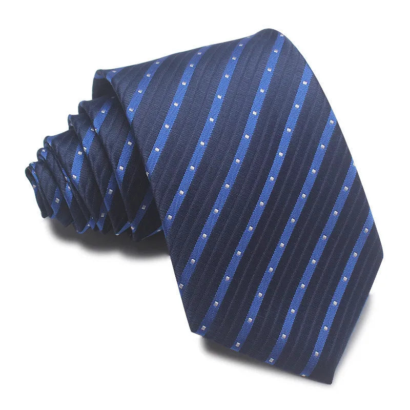 8cm wide polyester jacquard business tie with striped pattern in various colour options