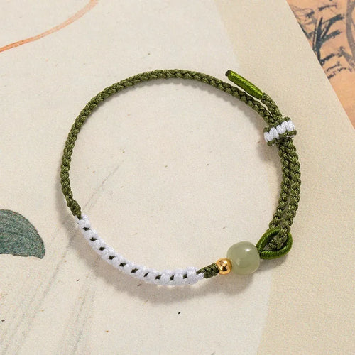 Hetian jade and sterling silver Chinese national fashion bracelet with electroplated cord