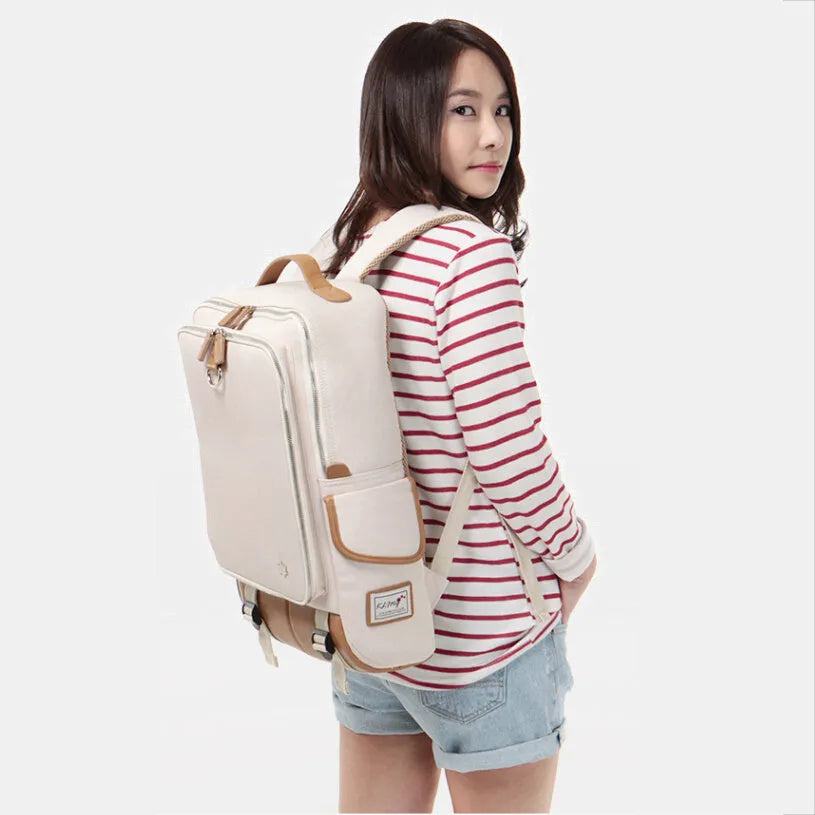Modern men's backpack in Oxford cloth showing large main compartment, available in army green colour.