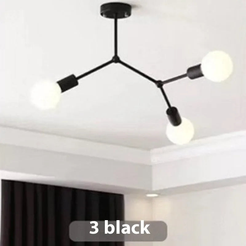 Iron chandelier ceiling lamp with Nordic design for bedroom or living room