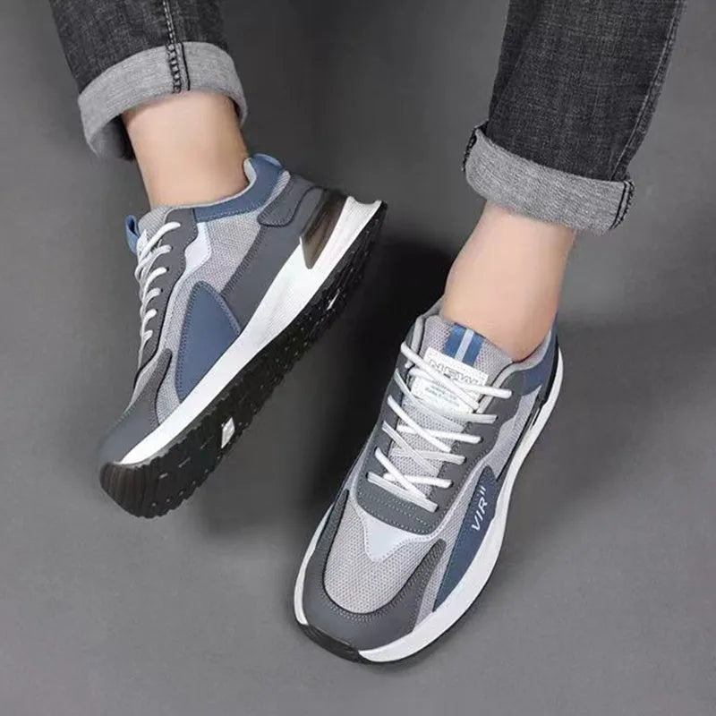 Men's colour block mesh sneakers with lace-up design and injection moulded sole