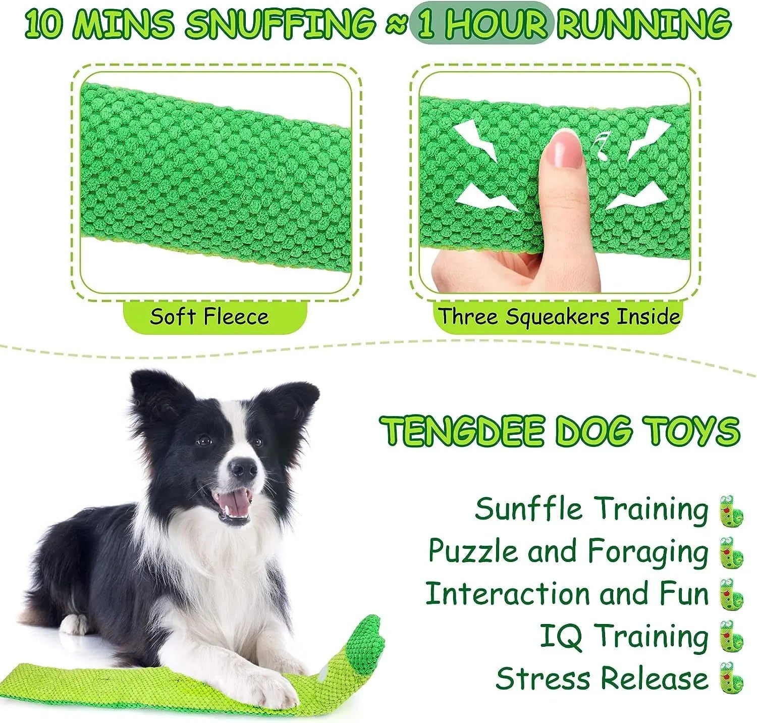 Transformable squeak dog toy in snail shape with hidden food holes for foraging training