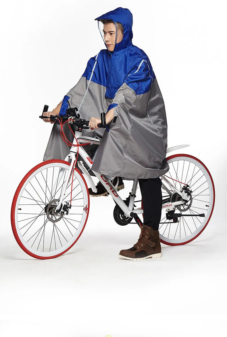 Multifunctional riding raincoat poncho 109cm length PU glue fabric cycling hiking lightweight backpack-style