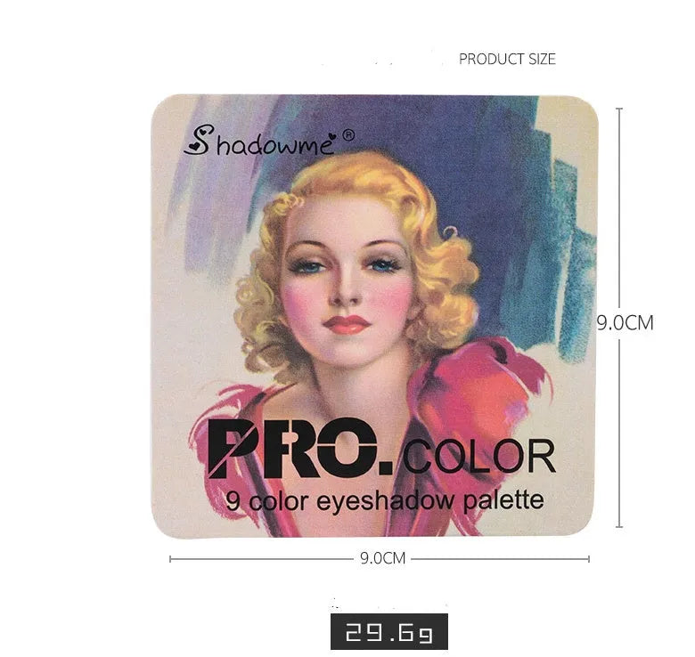 Matte makeup eyeshadow palette in style B with 9 colours, closed compact case showing EVA packaging