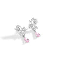 Silver butterfly stud earrings with crystal details on 925 sterling silver