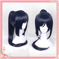 Blue purple Matsuura Konan cosplay wig with adjustable fit on display