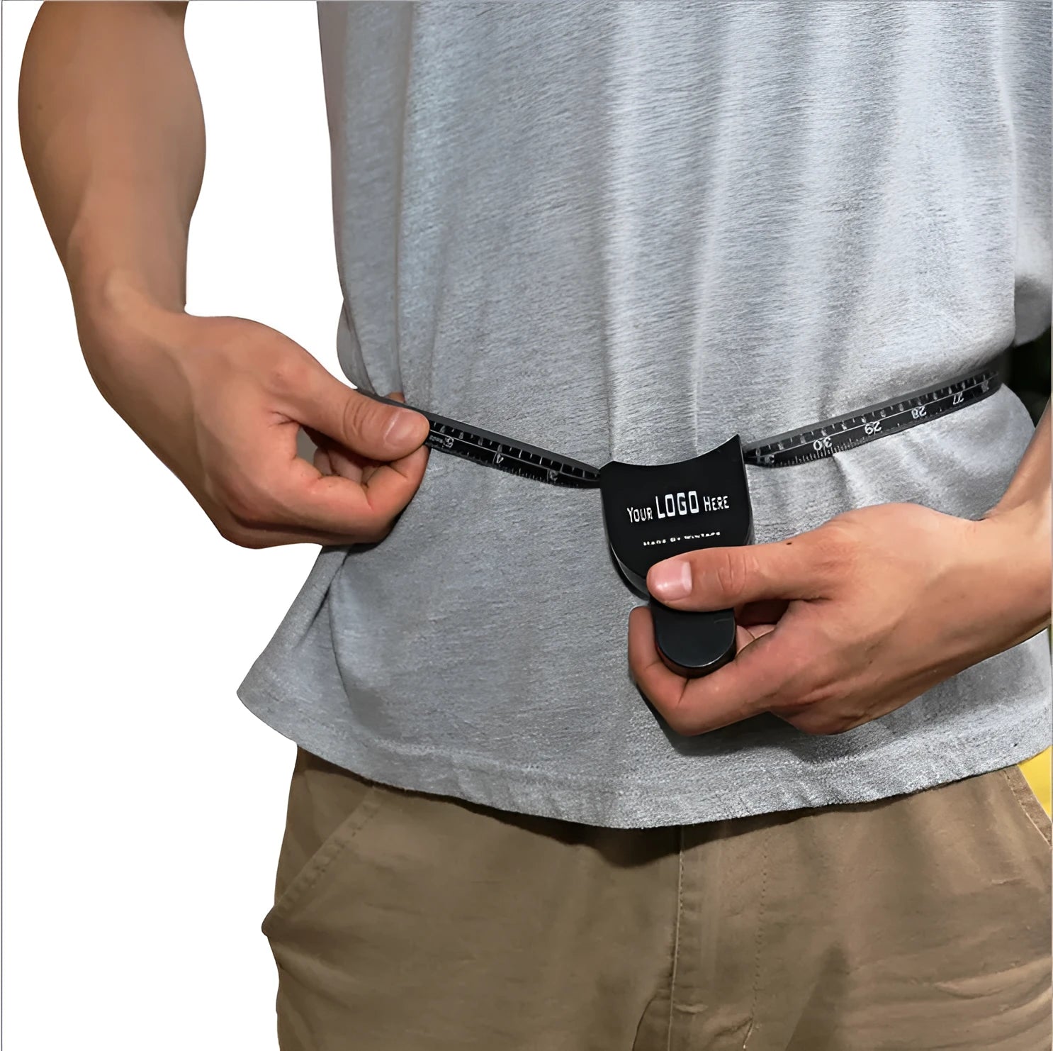 Black ABS body fat caliper with measurement scale and cable for skinfold thickness tracking