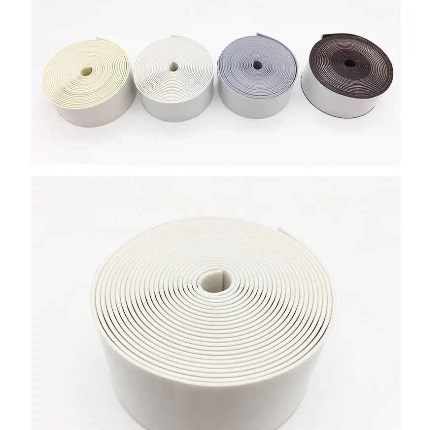 Flexible PVC wall corner protection tape in porcelain white, 3.8cm wide by 3.2m long