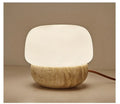 Cream retro bedside lamp with button switch measuring 18cm wide by 17cm high