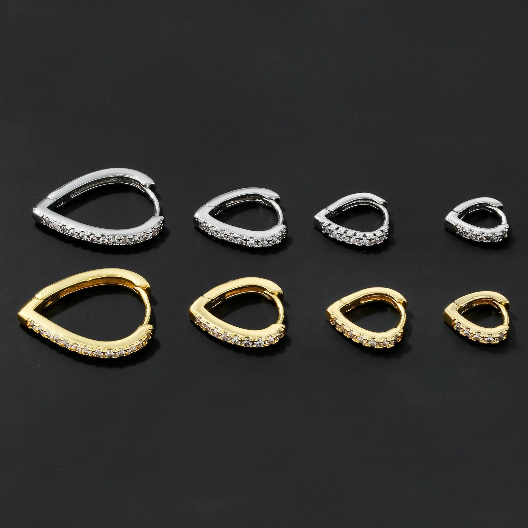 Geometric love heart ear clip in electroplated gold or white K finish on copper