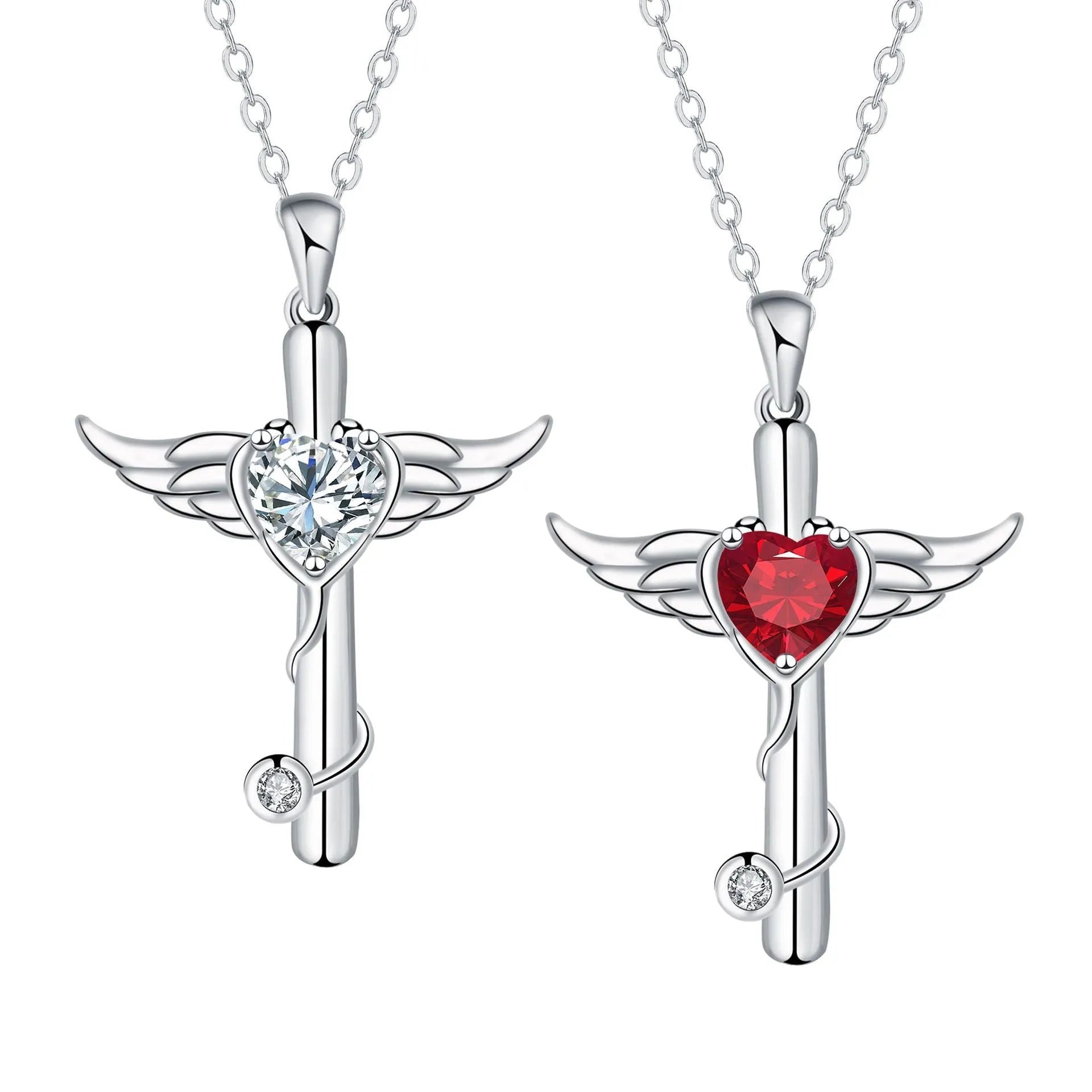 Wings cross stethoscope pendant necklace in electroplated copper on a chain