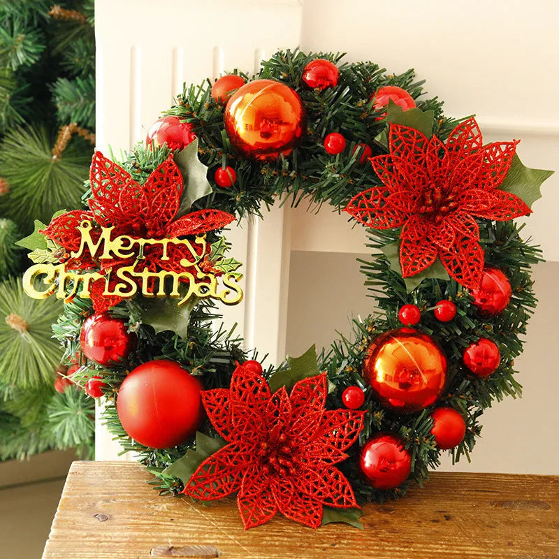 30cm multicolour plastic Christmas wreath hanging on door