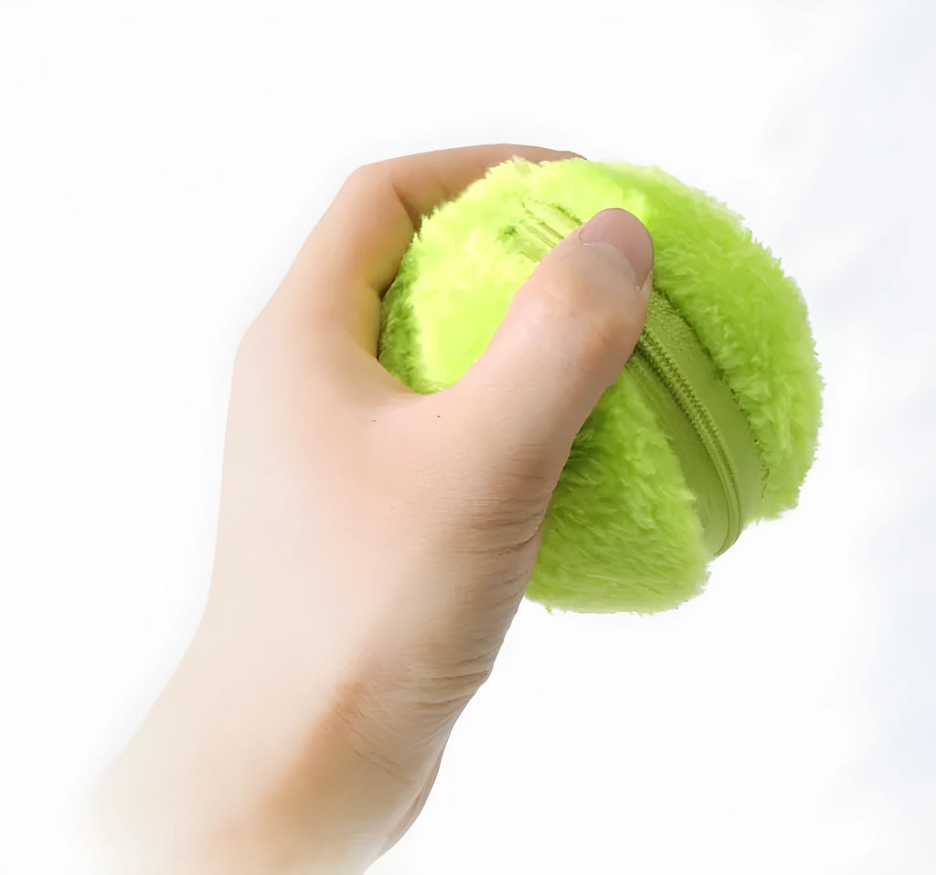 Pet electric toy ball automatic plush ball 8 cm non-toxic safe play with fleece attachments