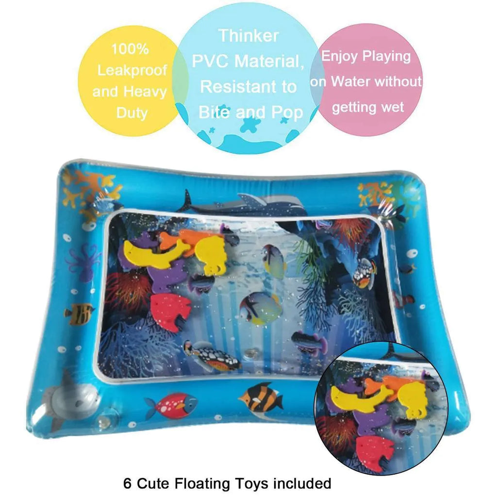 Whale-coloured water cushion baby playing pad PVC crawling mat 60x50 cm on floor