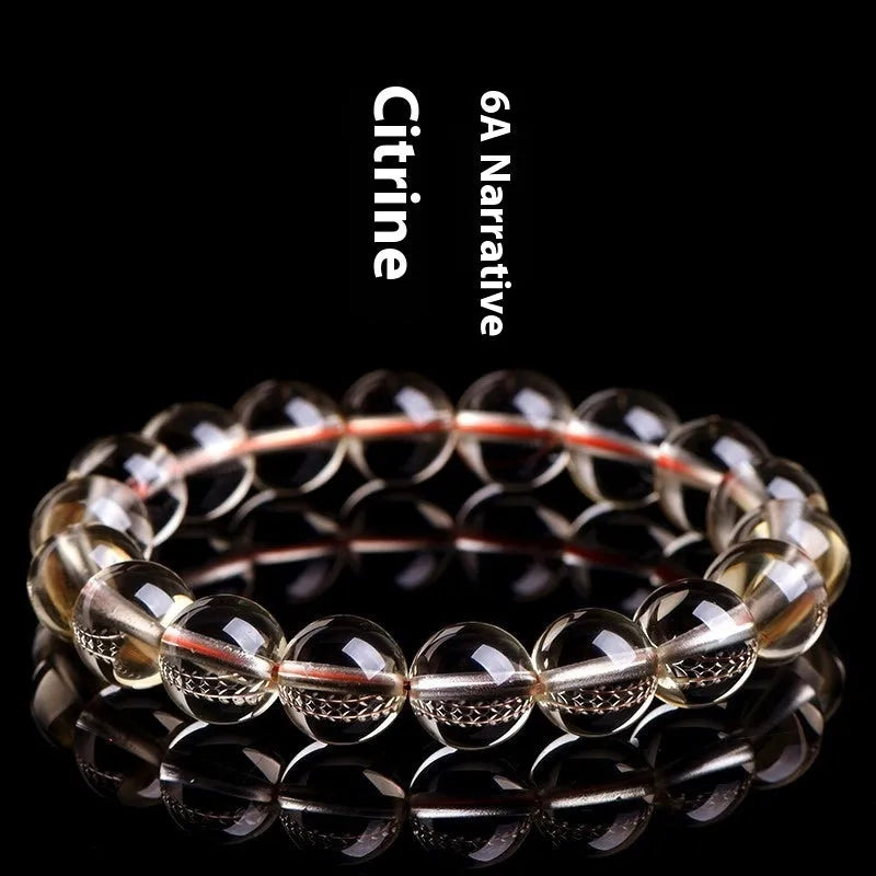 Natural citrine scattered beads ball bracelet in polished 7A or 6A grade, showing original design.