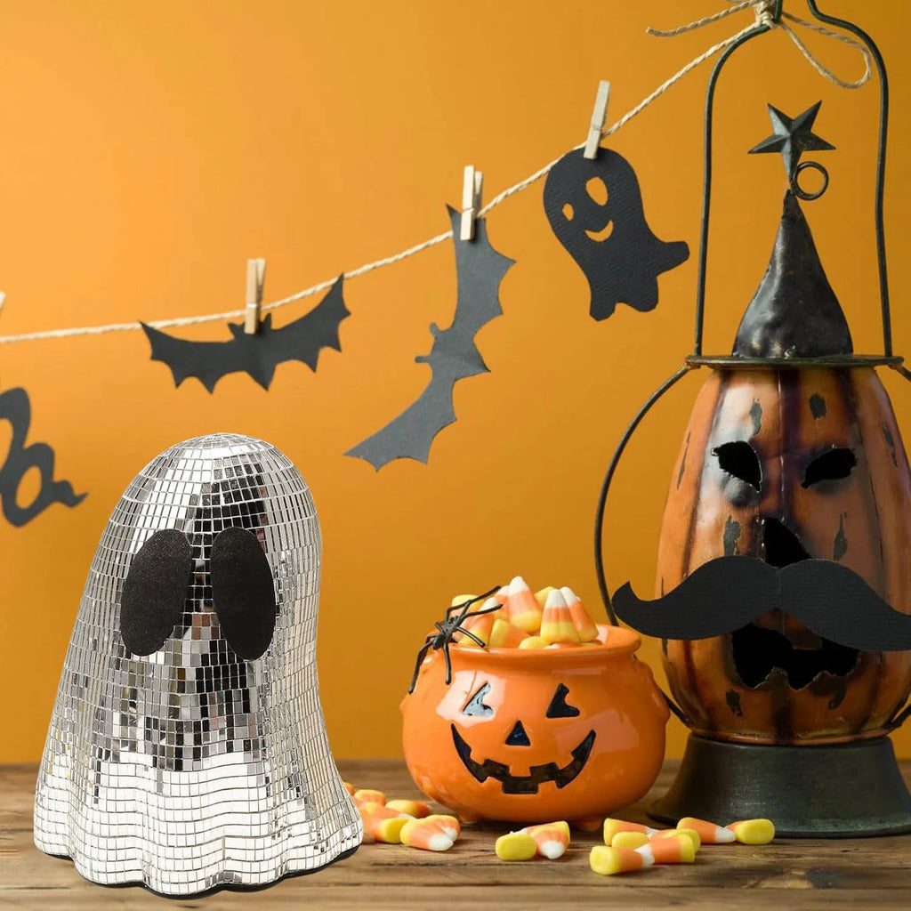 Silver Halloween mosaic mirror patch desktop decoration with bionic patterns