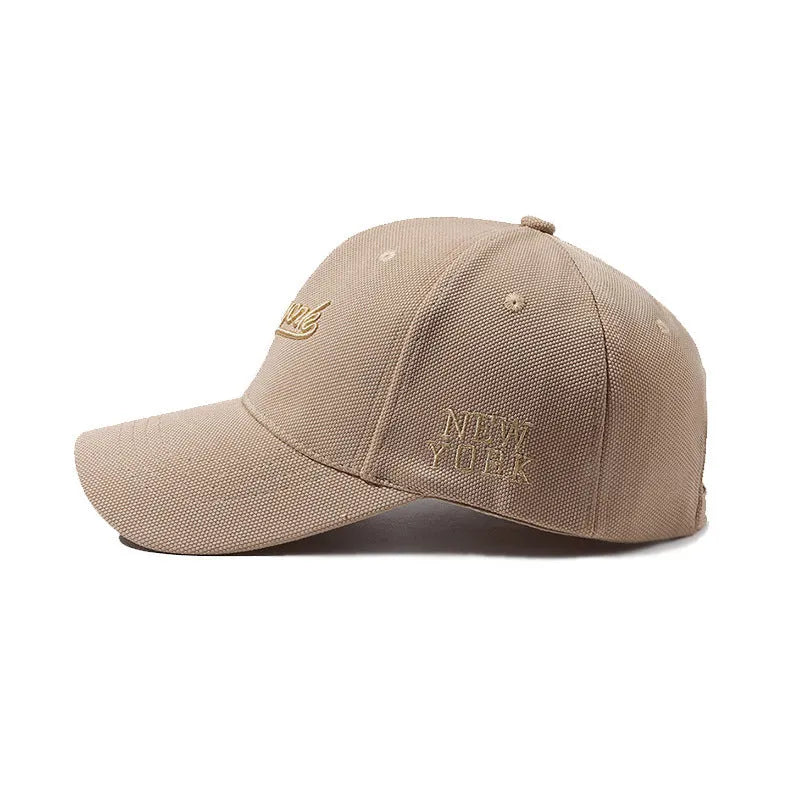 Hard crown baseball cap with embroidered letters in cotton, adjustable size, breathable sunshade